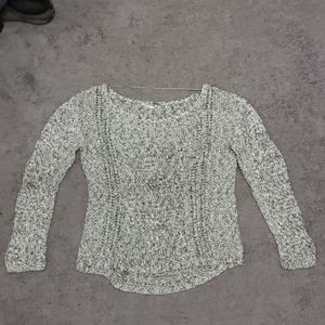 Free People Grey Knit Oversized Sweater